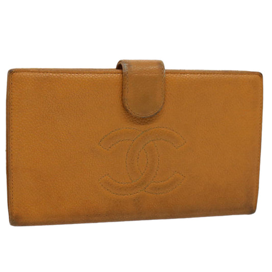 CHANEL Wallet Caviar Skin Brown CC bs9538