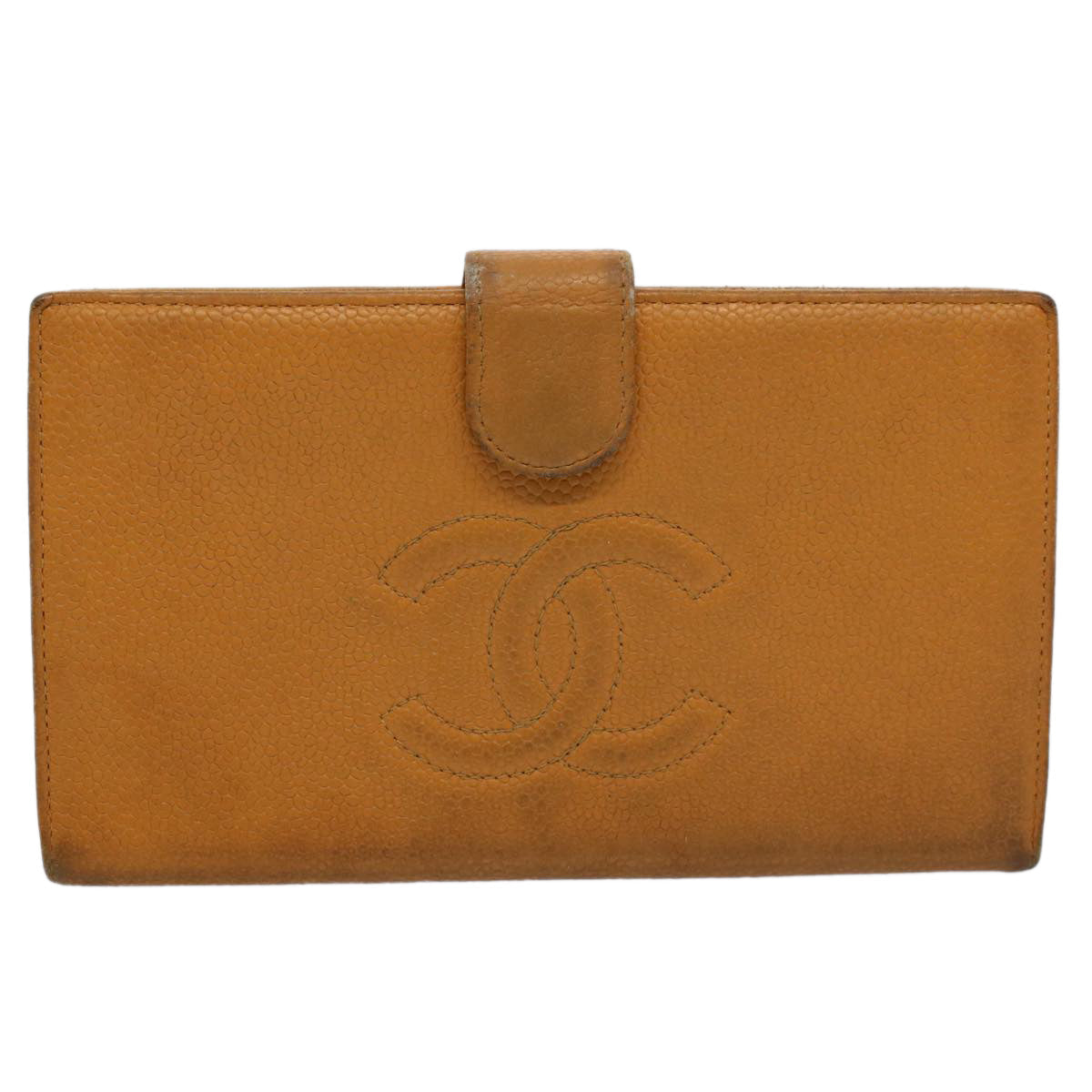 CHANEL Wallet Caviar Skin Brown CC bs9538