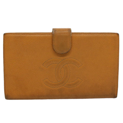 CHANEL Wallet Caviar Skin Brown CC bs9538
