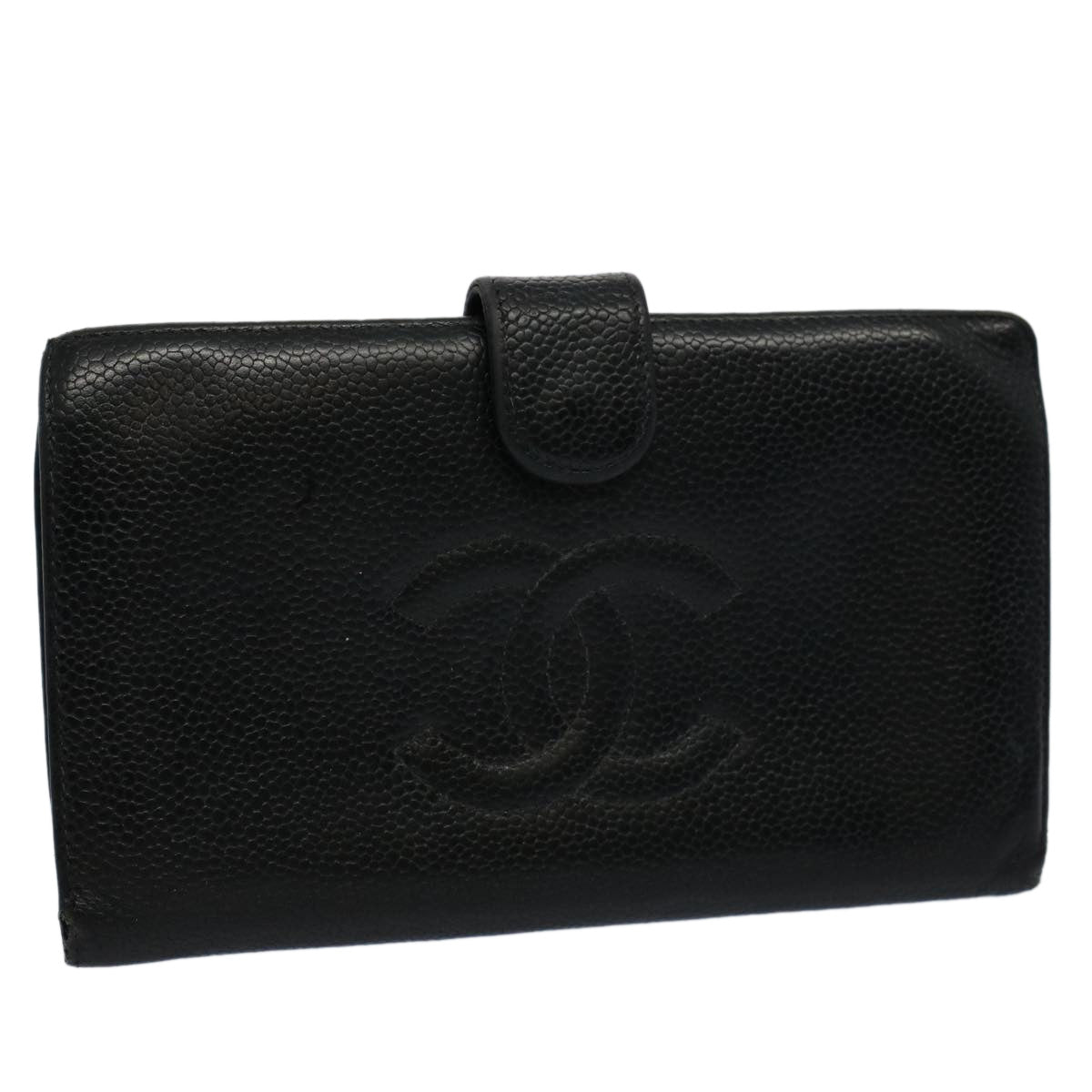 CHANEL Wallet Caviar Skin Black CC bs9539