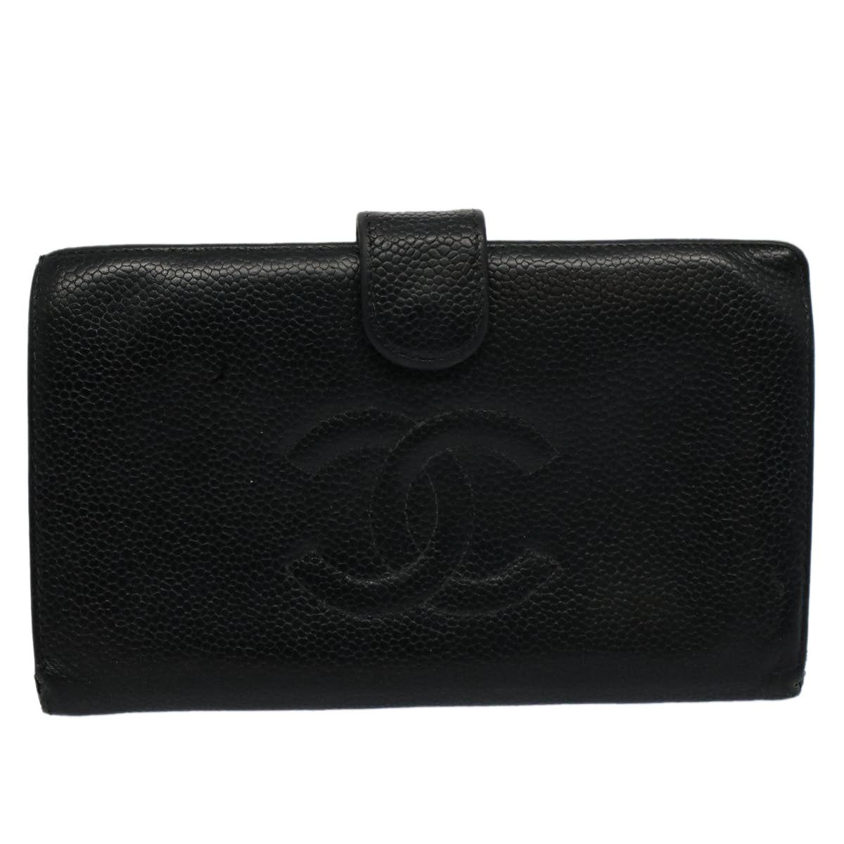 CHANEL Wallet Caviar Skin Black CC bs9539