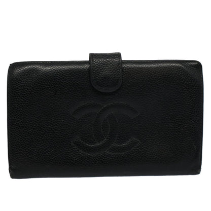 CHANEL Wallet Caviar Skin Black CC bs9539