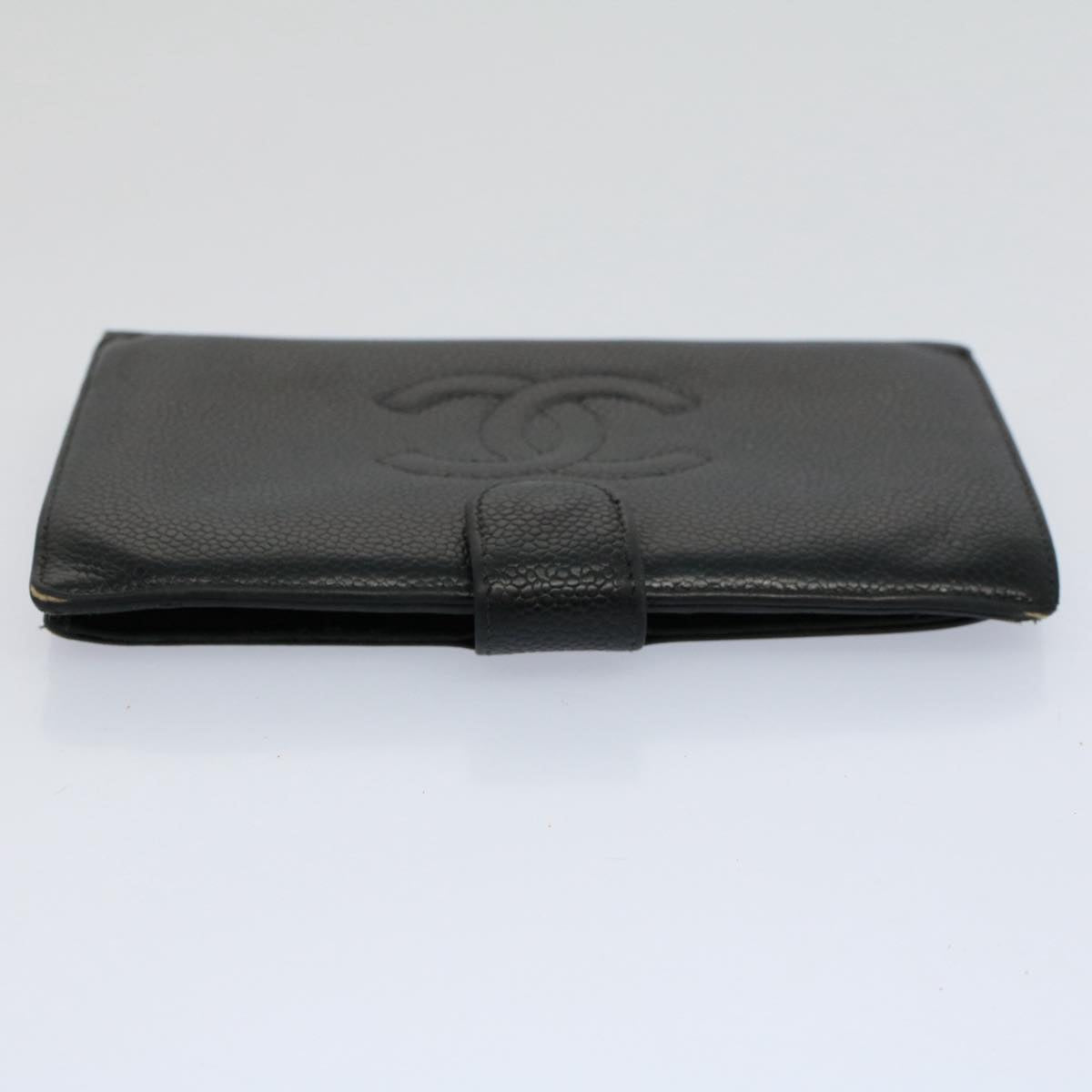 CHANEL Wallet Caviar Skin Black CC bs9539