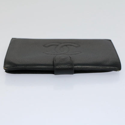 CHANEL Wallet Caviar Skin Black CC bs9539
