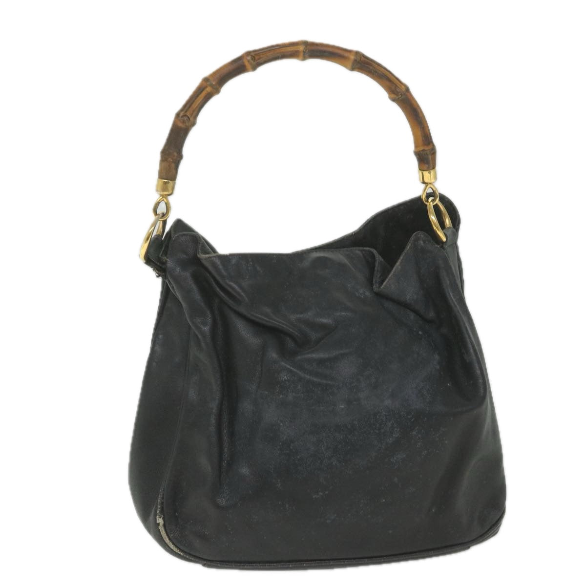 GUCCI Bamboo Shoulder Bag Leather Black  bs9601