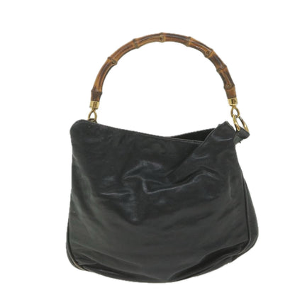 GUCCI Bamboo Shoulder Bag Leather Black  bs9601