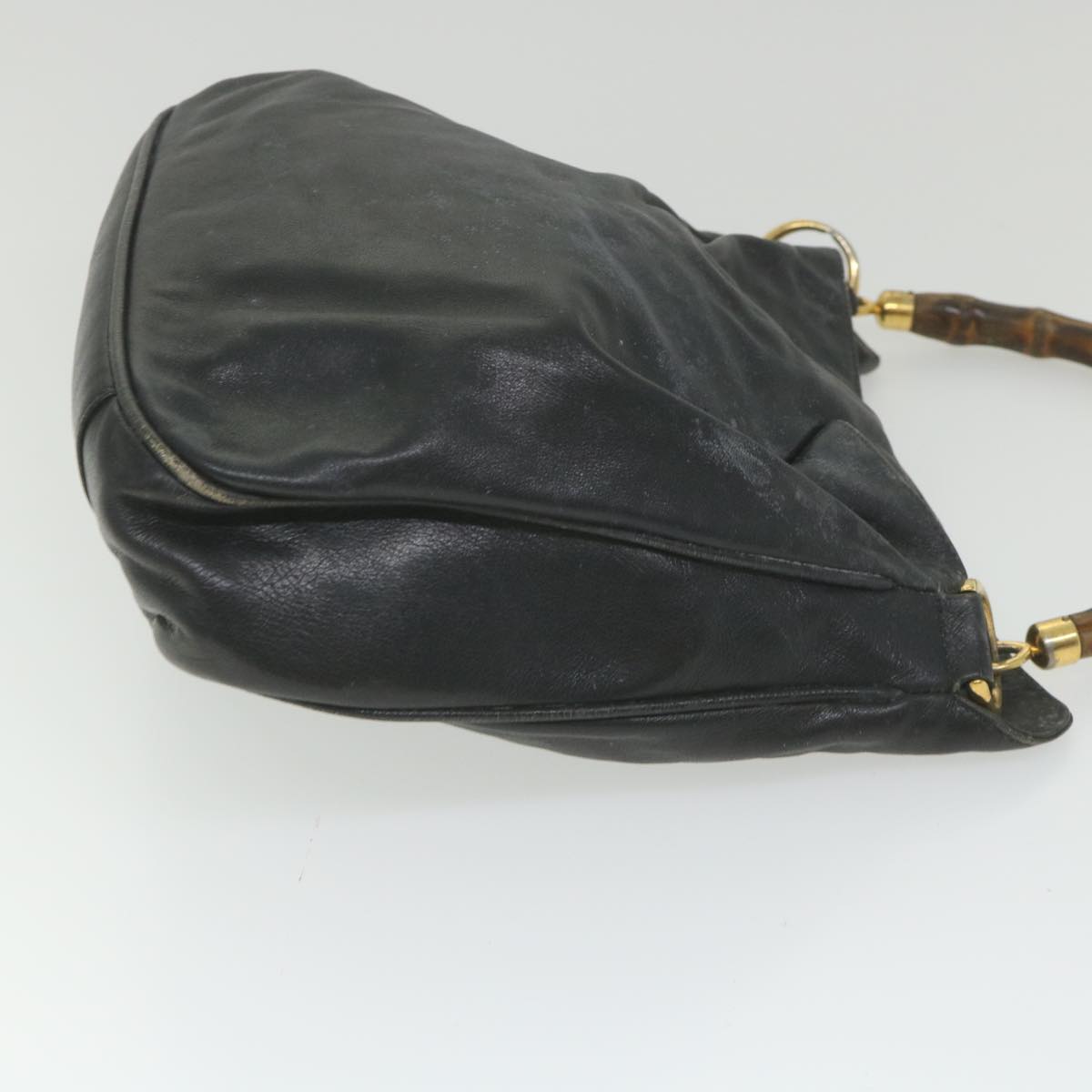 GUCCI Bamboo Shoulder Bag Leather Black  bs9601
