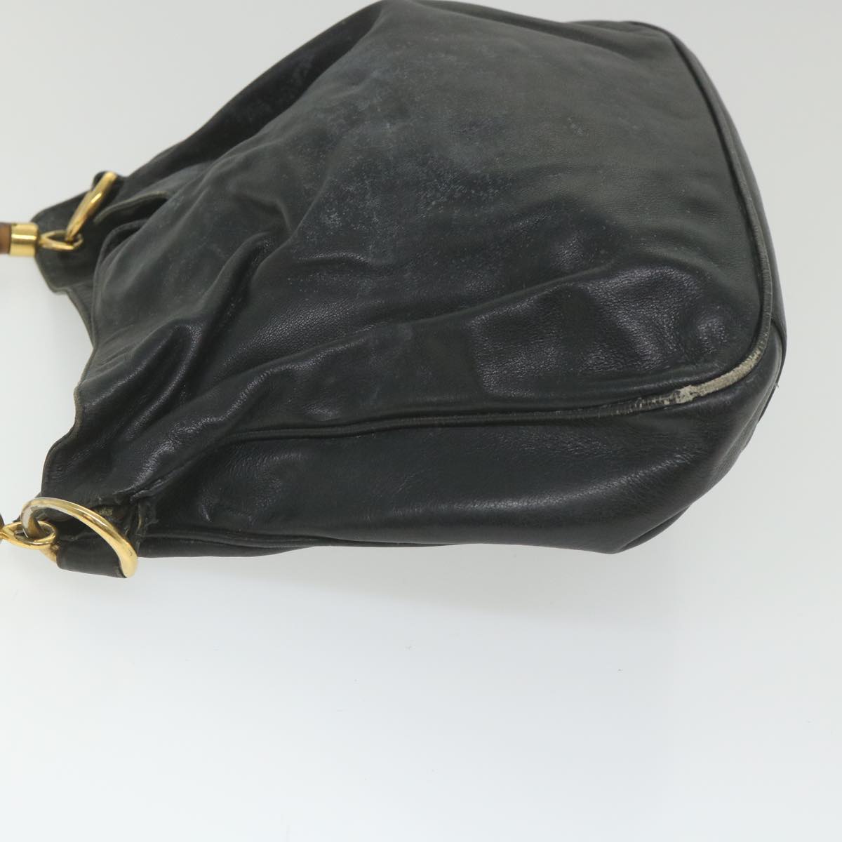 GUCCI Bamboo Shoulder Bag Leather Black  bs9601