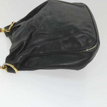 GUCCI Bamboo Shoulder Bag Leather Black  bs9601