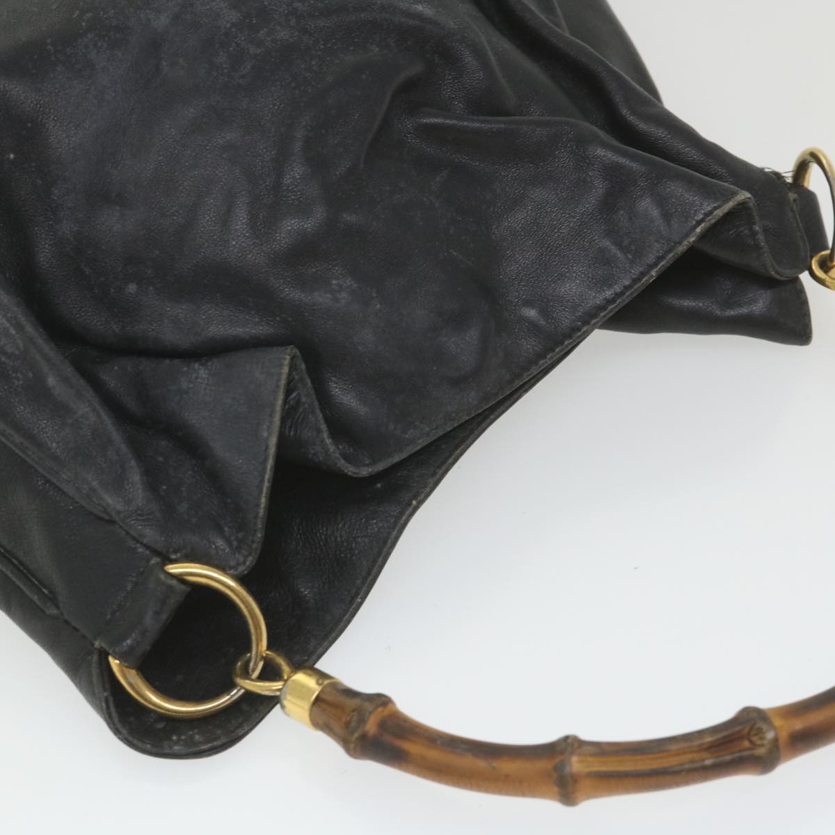 GUCCI Bamboo Shoulder Bag Leather Black  bs9601