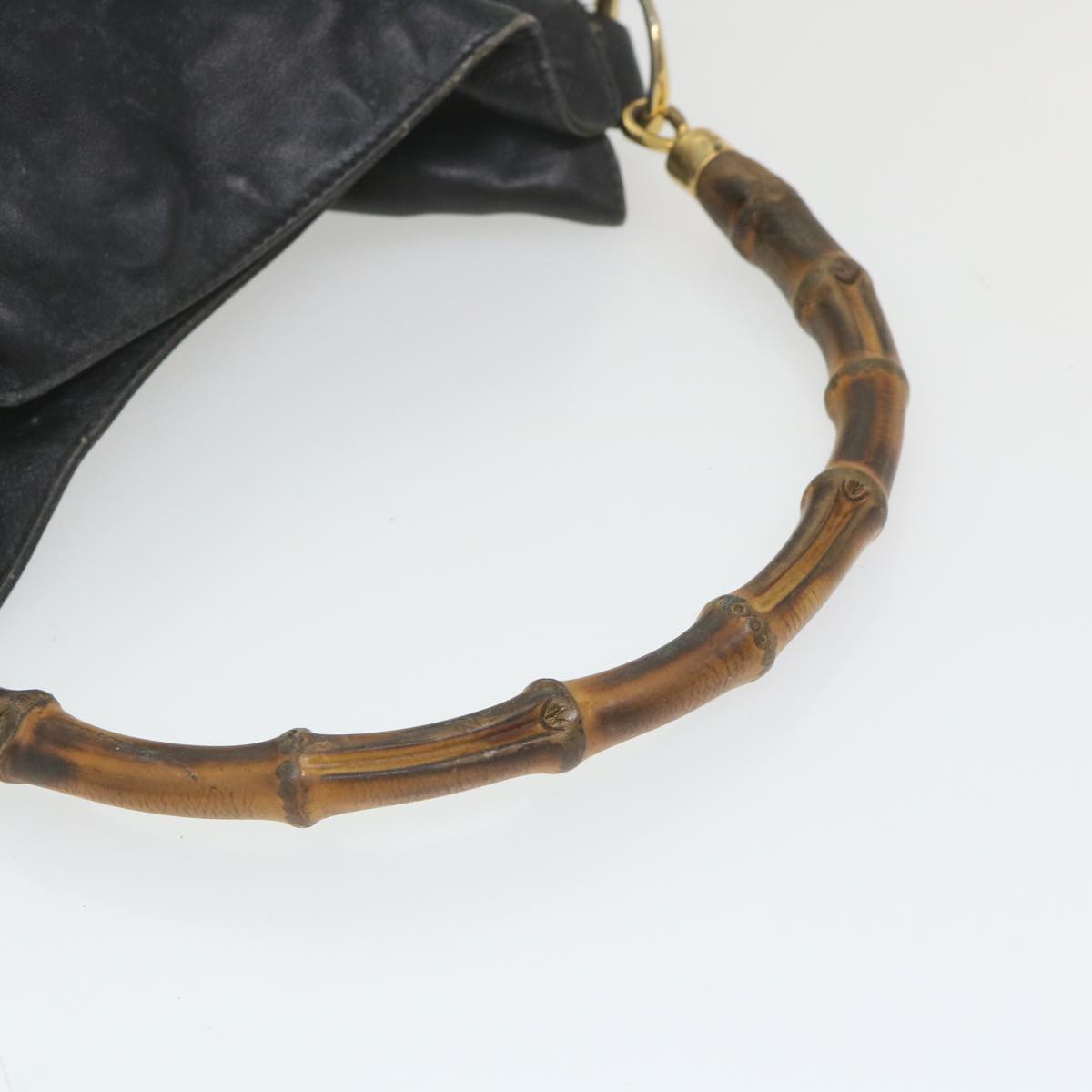 GUCCI Bamboo Shoulder Bag Leather Black  bs9601