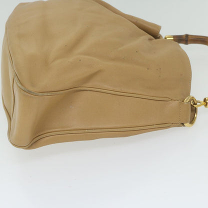 GUCCI Bamboo Shoulder Bag Leather Beige 001 1014 1638  bs9602