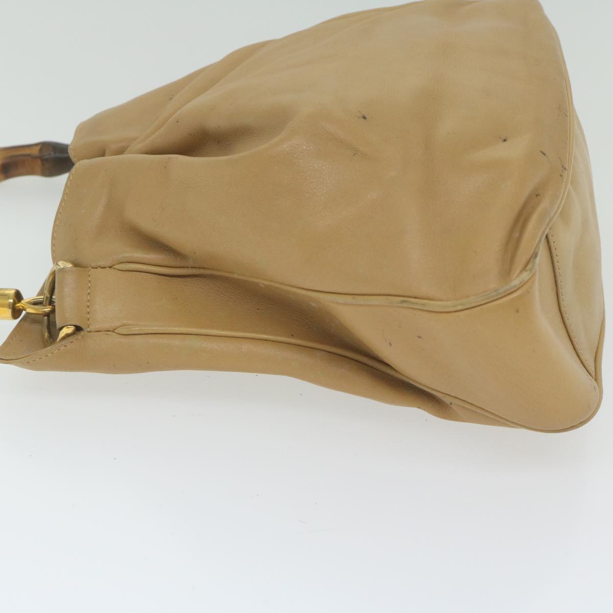 GUCCI Bamboo Shoulder Bag Leather Beige 001 1014 1638  bs9602