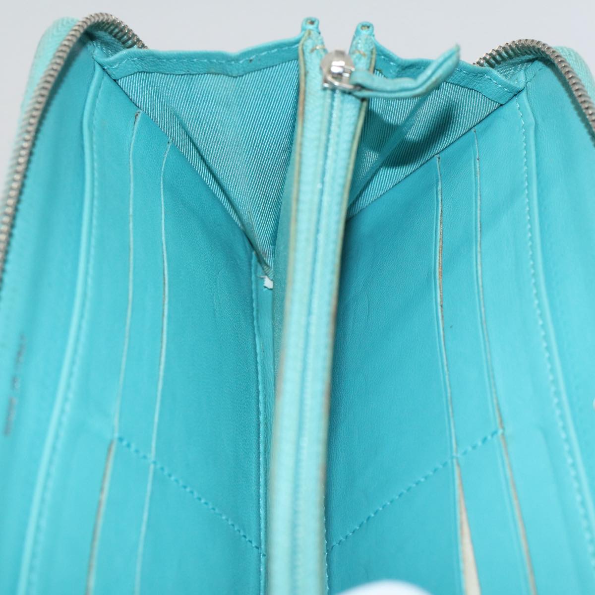 CHANEL Matelasse Wallet Lamb Skin Turquoise Blue CC bs9740
