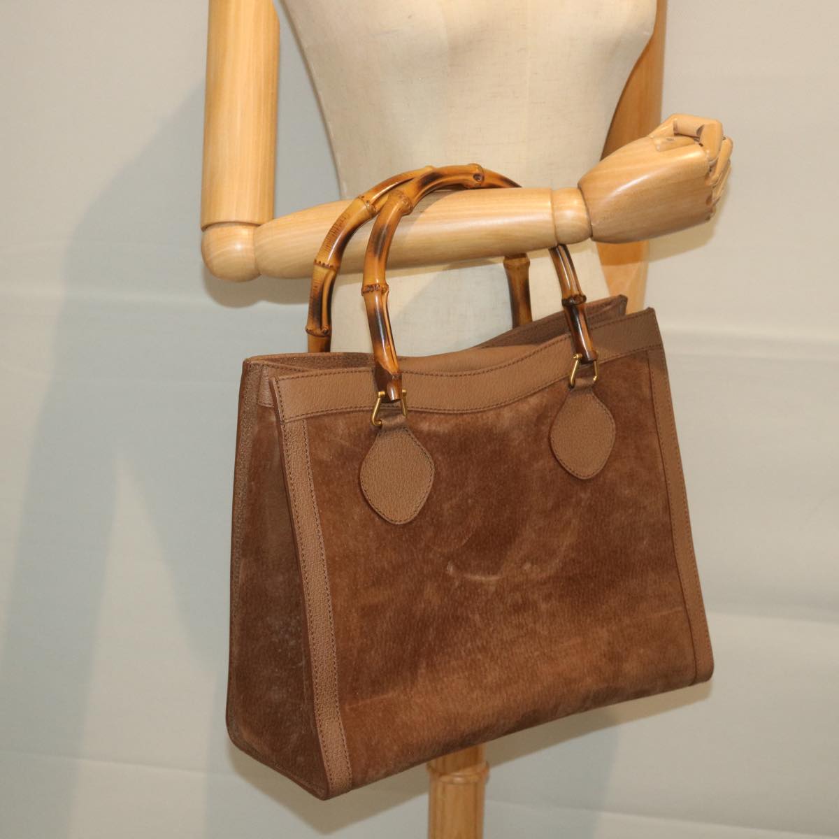 GUCCI Bamboo Hand Bag Suede Brown 082 2853 0260 0  bs9787
