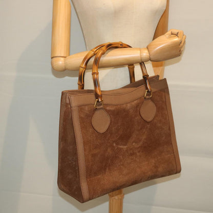GUCCI Bamboo Hand Bag Suede Brown 082 2853 0260 0  bs9787