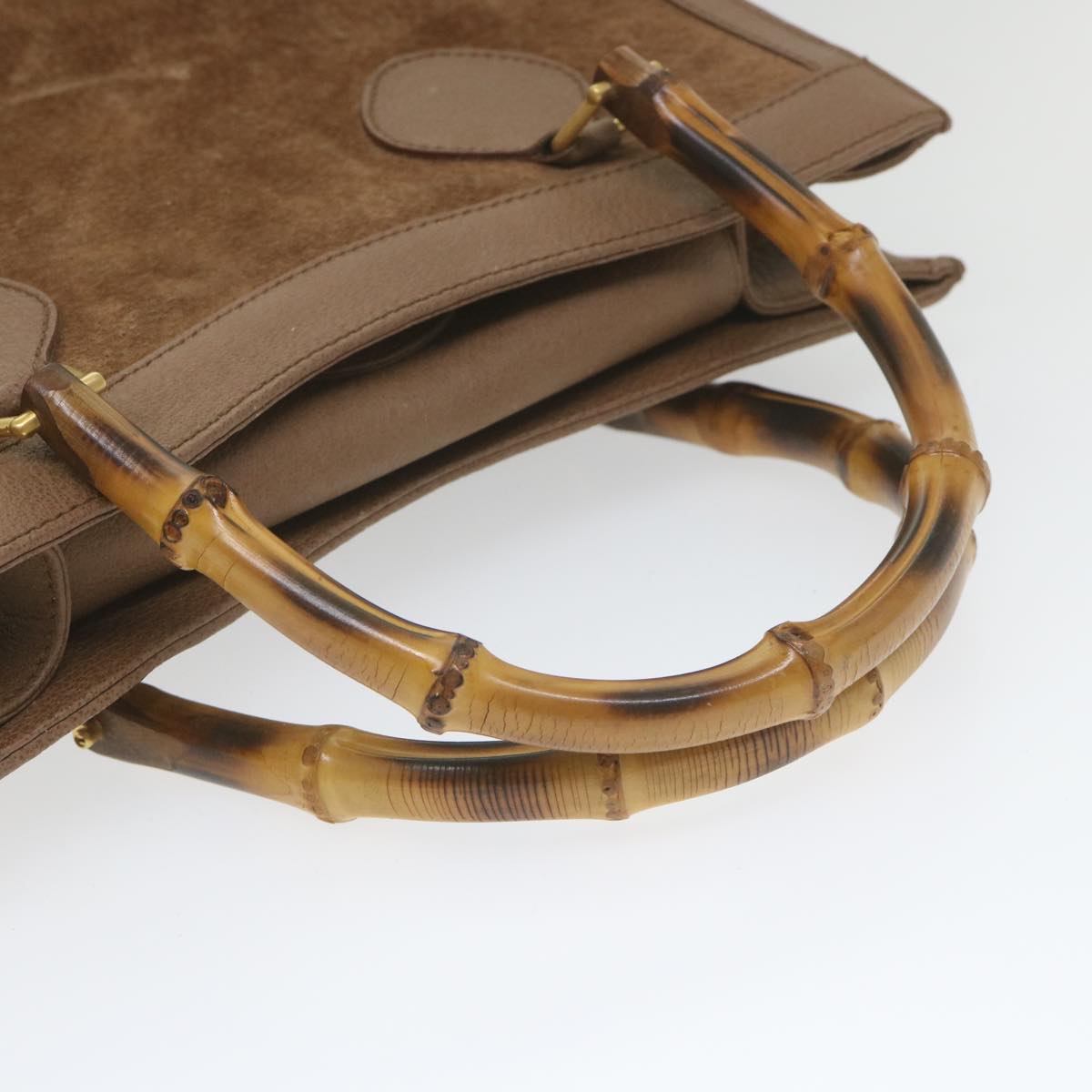 GUCCI Bamboo Hand Bag Suede Brown 082 2853 0260 0  bs9787