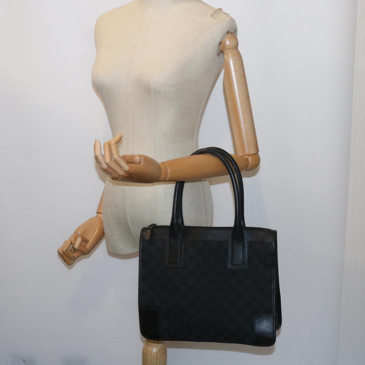 GUCCI GG Canvas Tote Bag Black 000 0855 002112  bs9819