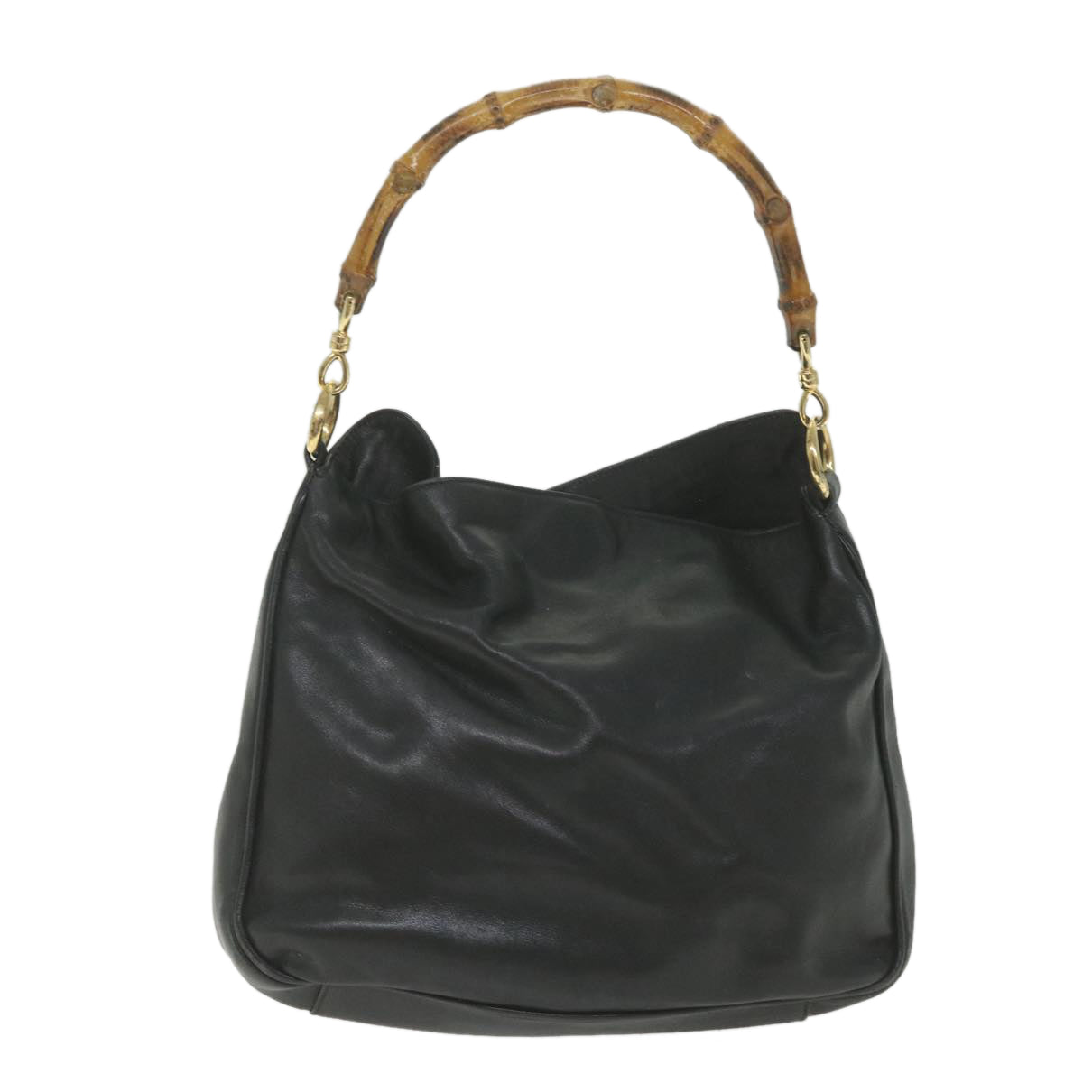 GUCCI Bamboo Shoulder Bag Leather Black  bs9822