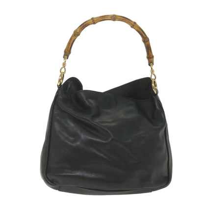 GUCCI Bamboo Shoulder Bag Leather Black  bs9822