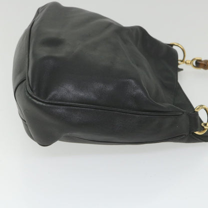 GUCCI Bamboo Shoulder Bag Leather Black  bs9822