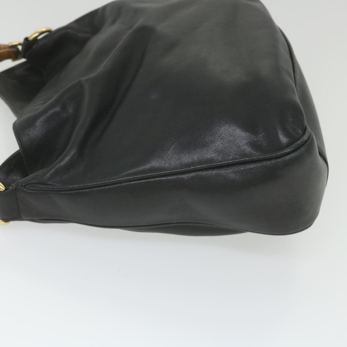GUCCI Bamboo Shoulder Bag Leather Black  bs9822