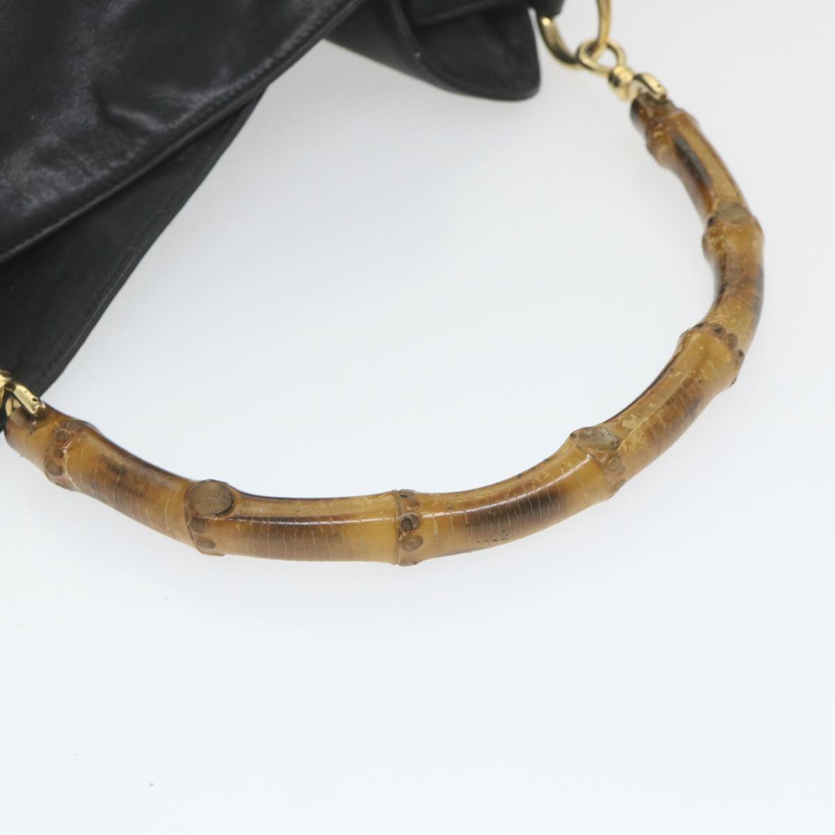 GUCCI Bamboo Shoulder Bag Leather Black  bs9822