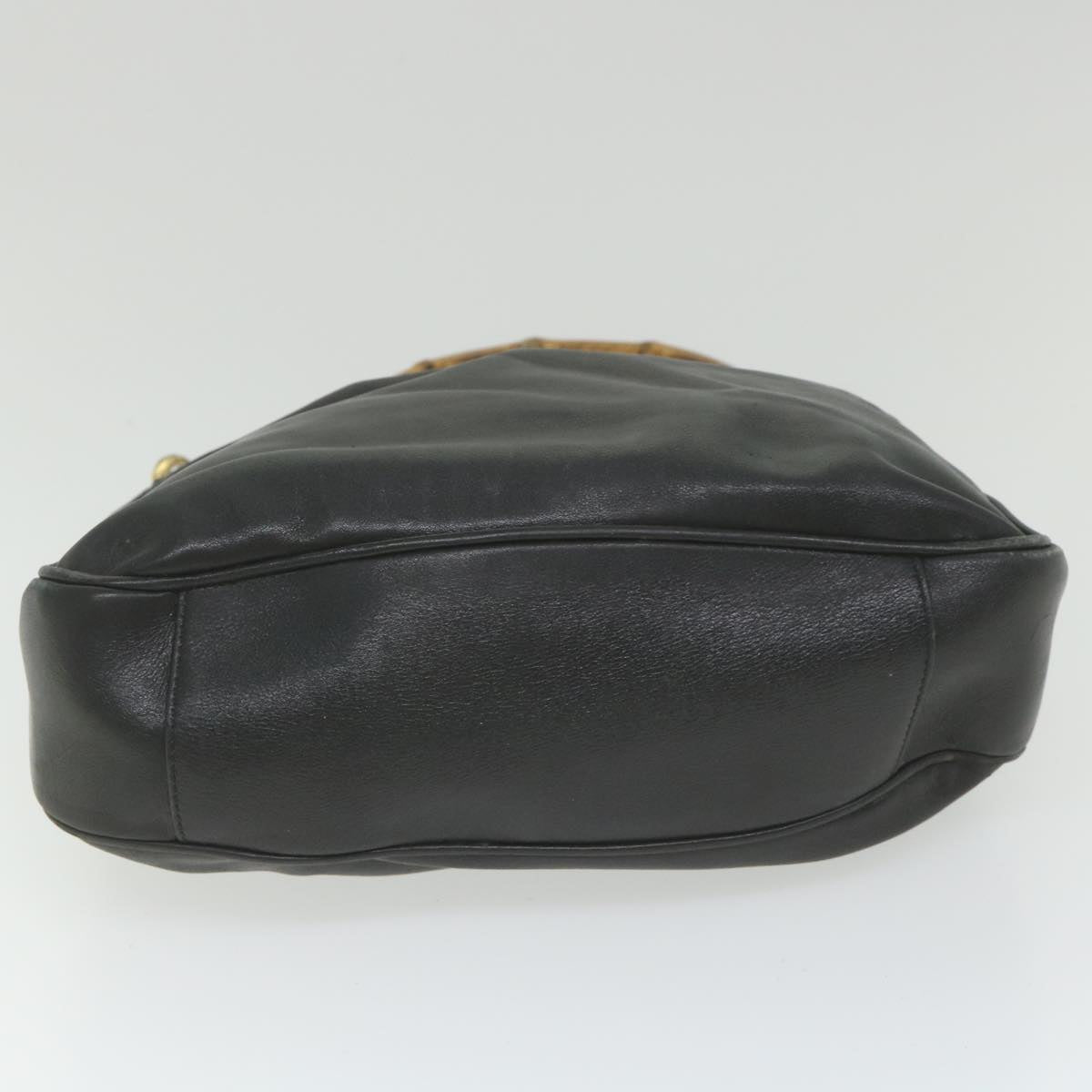GUCCI Bamboo Shoulder Bag Leather Black  bs9822