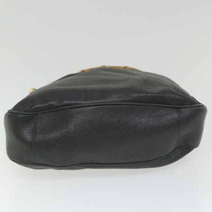 GUCCI Bamboo Shoulder Bag Leather Black  bs9822