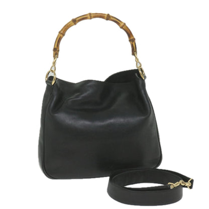 GUCCI Bamboo Shoulder Bag Leather 2way Black 001 1638  bs9938