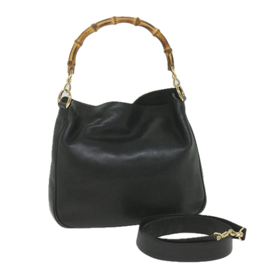 GUCCI Bamboo Shoulder Bag Leather 2way Black 001 1638  bs9938