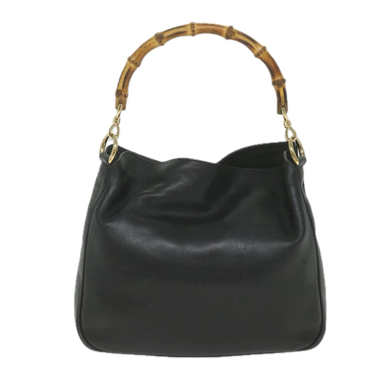 GUCCI Bamboo Shoulder Bag Leather 2way Black 001 1638  bs9938