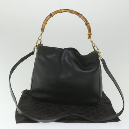 GUCCI Bamboo Shoulder Bag Leather 2way Black 001 1638  bs9938