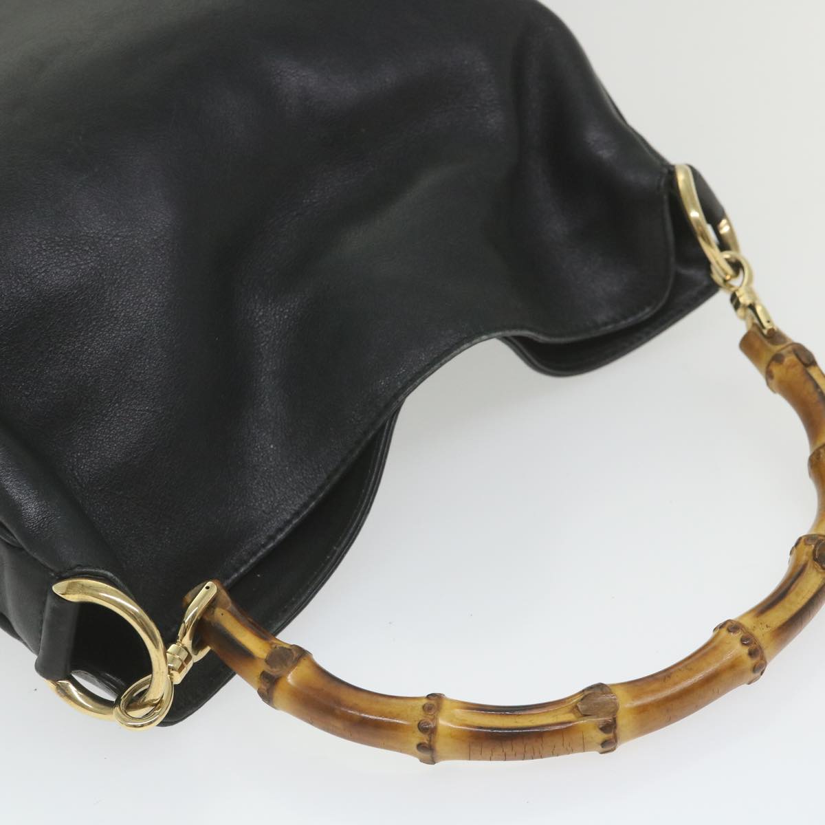 GUCCI Bamboo Shoulder Bag Leather 2way Black 001 1638  bs9938