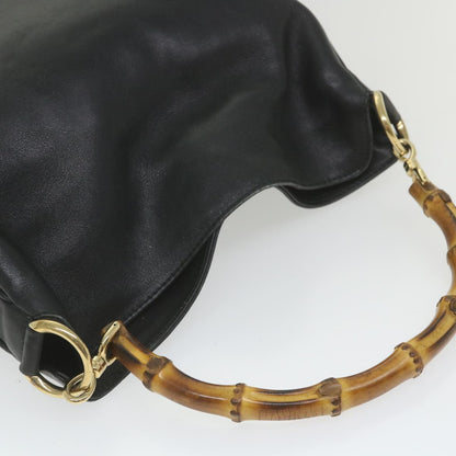 GUCCI Bamboo Shoulder Bag Leather 2way Black 001 1638  bs9938