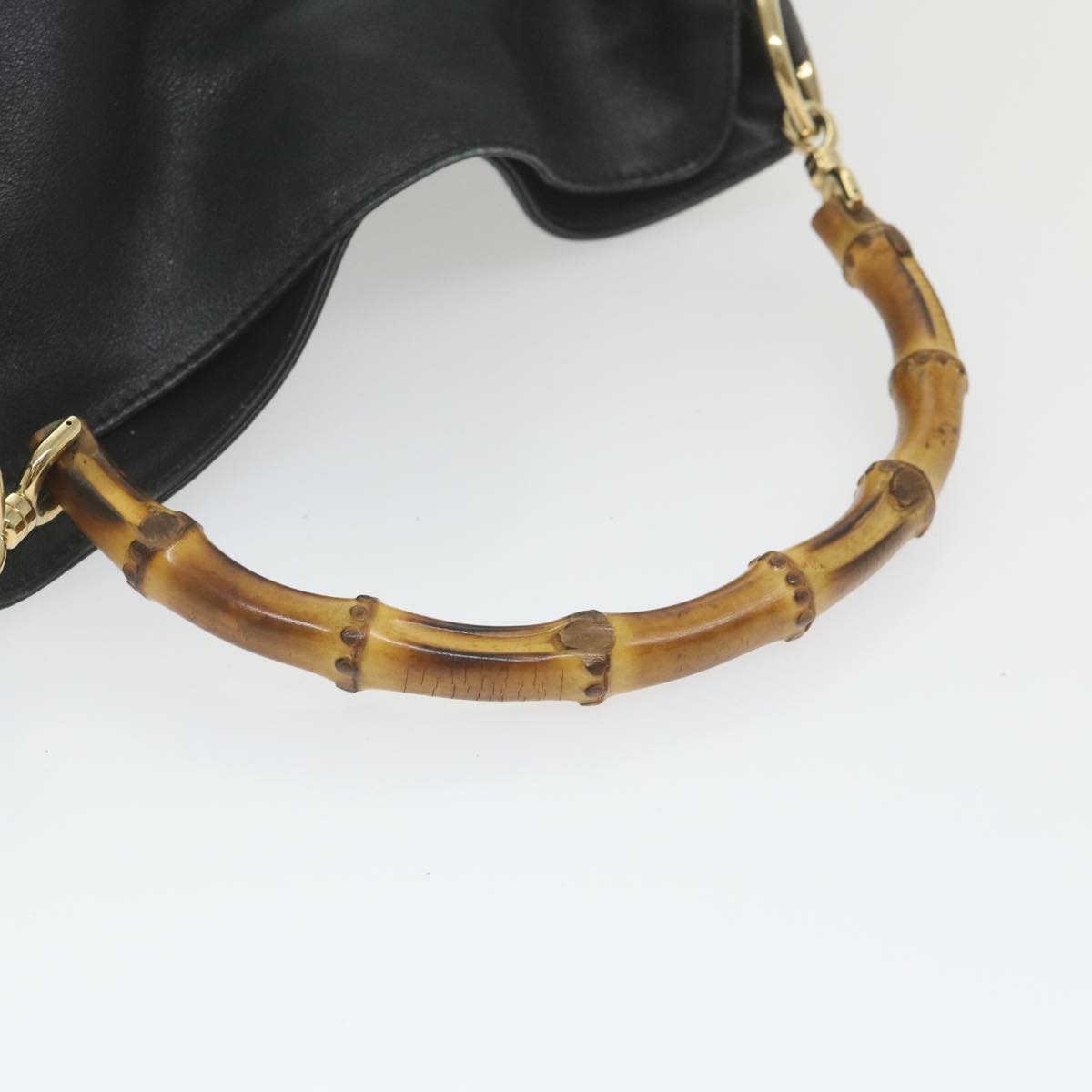 GUCCI Bamboo Shoulder Bag Leather 2way Black 001 1638  bs9938