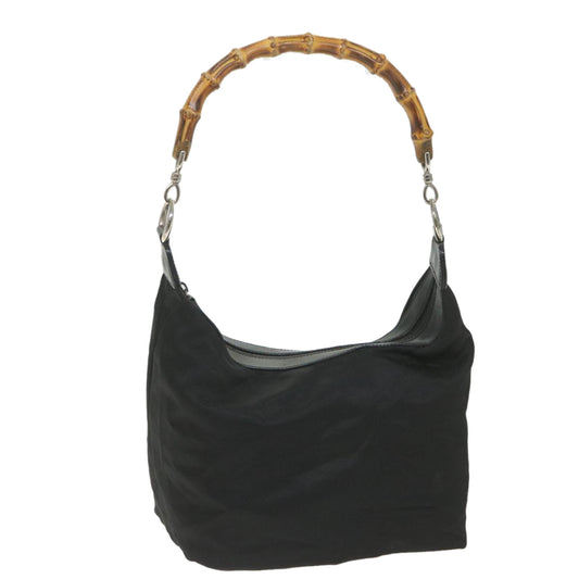 GUCCI Bamboo Shoulder Bag Nylon Black  bs9975