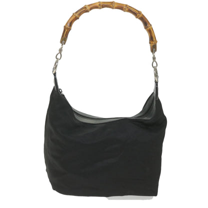 GUCCI Bamboo Shoulder Bag Nylon Black  bs9975