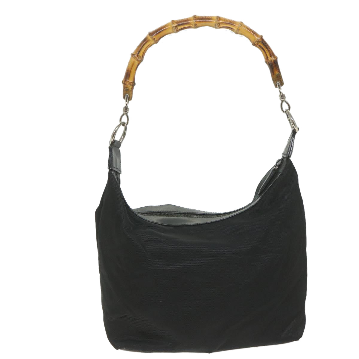 GUCCI Bamboo Shoulder Bag Nylon Black  bs9975