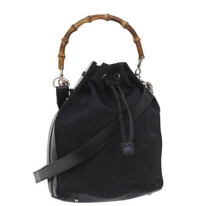GUCCI Bamboo Shoulder Bag Nylon 2way Black  bs9976
