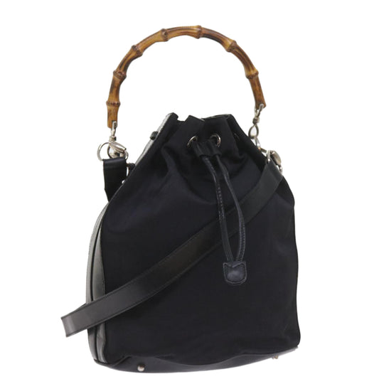 GUCCI Bamboo Shoulder Bag Nylon 2way Black  bs9976