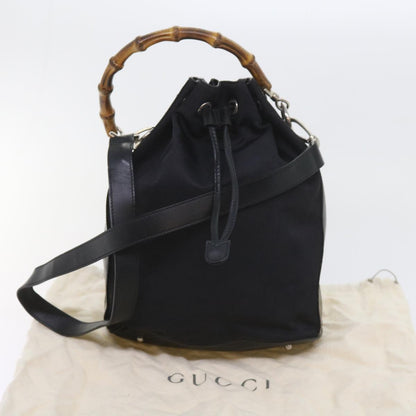 GUCCI Bamboo Shoulder Bag Nylon 2way Black  bs9976