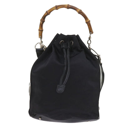 GUCCI Bamboo Shoulder Bag Nylon 2way Black  bs9976