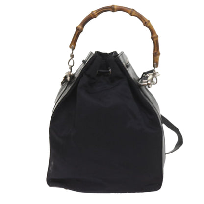 GUCCI Bamboo Shoulder Bag Nylon 2way Black  bs9976