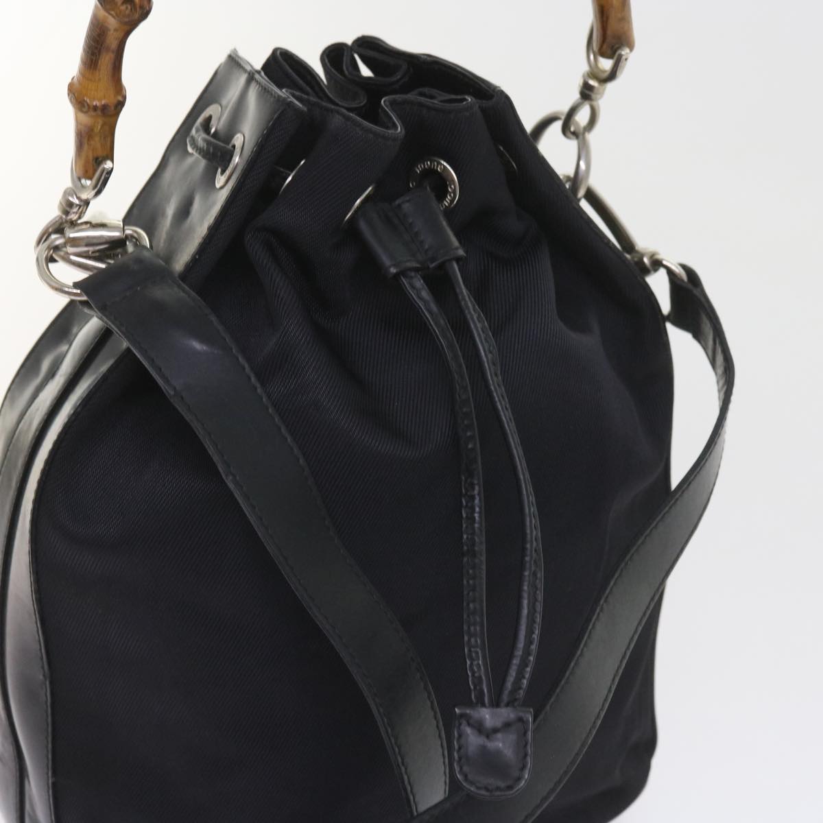 GUCCI Bamboo Shoulder Bag Nylon 2way Black  bs9976