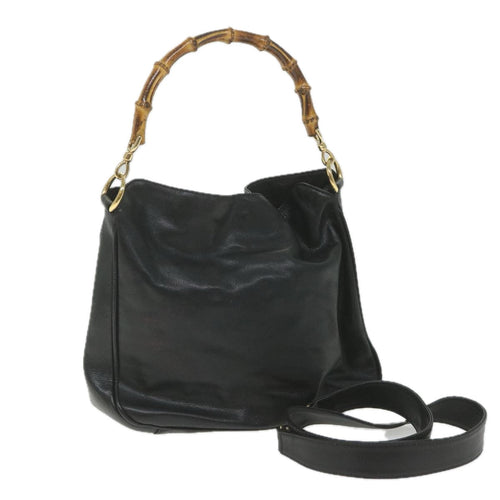 GUCCI Bamboo Shoulder Bag Leather 2way Black  bs9978