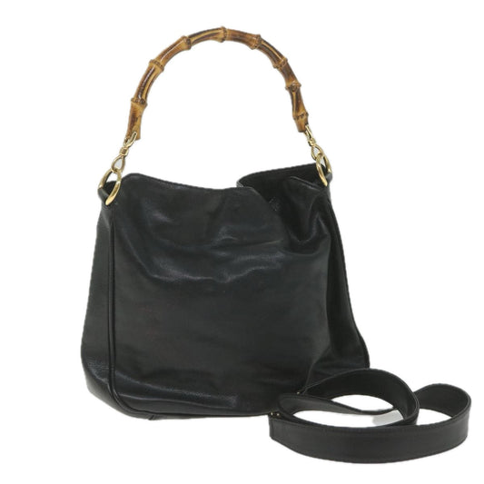 GUCCI Bamboo Shoulder Bag Leather 2way Black  bs9978