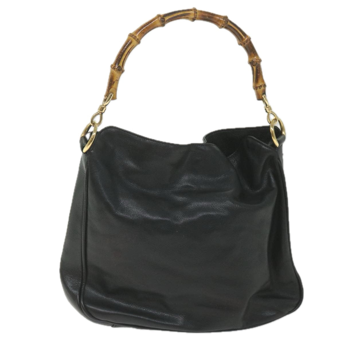 GUCCI Bamboo Shoulder Bag Leather 2way Black  bs9978