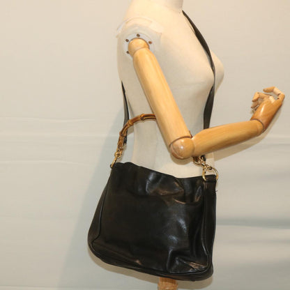 GUCCI Bamboo Shoulder Bag Leather 2way Black  bs9978