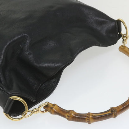 GUCCI Bamboo Shoulder Bag Leather 2way Black  bs9978